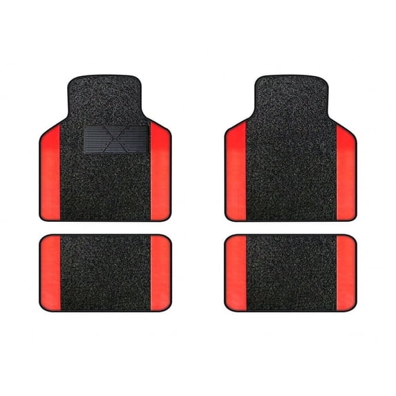 Leadwolf Car Floor Mats for Mercedes-Benz for GL-Class Vinyl Carpet Protection Car Liners All Weather Velvet Colored Stripe Black and Red 4pcs