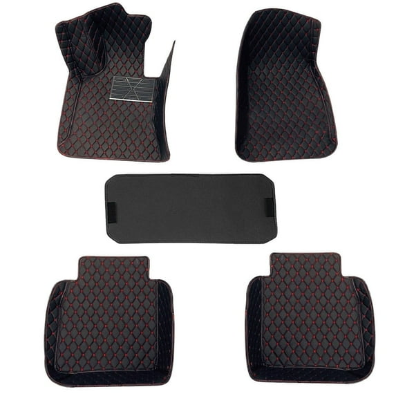 Leadwolf Car Floor Mats for Mercedes-Benz for GLE450 Full Coverage Auto Floor Mats All Weather Luxury Floor Liners Black and Red 5PCS