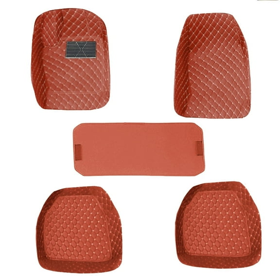 Leadwolf Car Floor Mats for Mitsubishi for Galant Car Carpet Waterproof All Weather Luxury Faux Leather Floor Liners Brown 5PCS