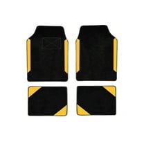 Leadwolf Car Floor Mats for Nissan for 350Z Vinyl Carpet Protection All Weather Front & Rear Full Set Velvet Colored Stripe Black and Yellow 4pcs