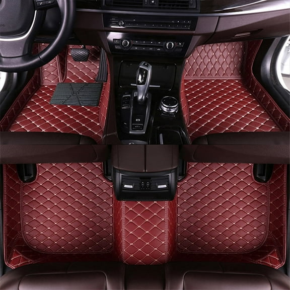 Leadwolf Car Floor Mats for Opel adam Vauxhall Adam 20122019 Full Coverage All Weather Protection Non-Slip PU Leather Floor Carpet Wine Red