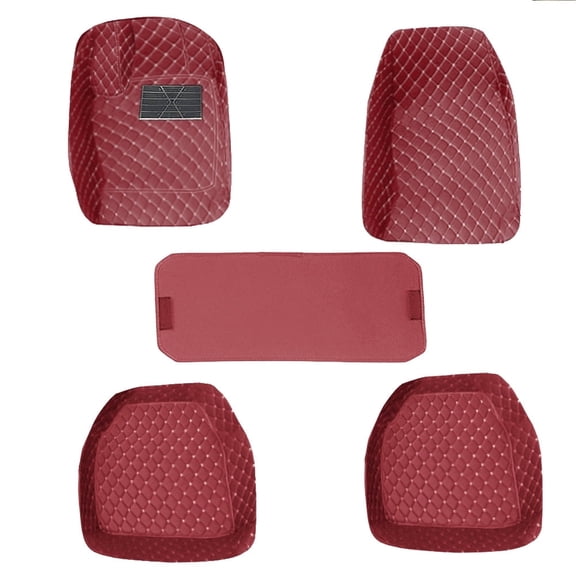 Leadwolf Car Floor Mats for Porsche for 968 Leather Full Coverage Car Carpet All Weather Luxury Floor Liners Wine Red 5PCS