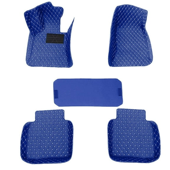 Leadwolf Car Floor Mats for Volkswagen for Atlas Cross Sport Car Carpet Waterproof All Weather Luxury Faux Leather Floor Liners Blue 5PCS