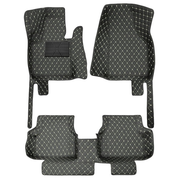 Leadwolf Car Floor Mats for Volkswagen for Tiguan 2009-2016,Full Coverage All Weather Non-Slip Premium Leather Black Beige