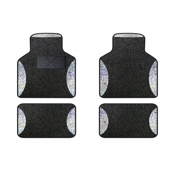 Leadwolf Car Floor Mats universal Full Coverage Auto Floor Mats All Weather Luxury Floor Liners Safe Car Mats Protector Car Carpet Black and Silver 4PCS