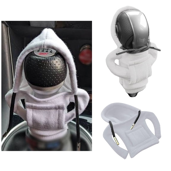 Leadwolf Car Gear Shift Knob Cover, Fashionable Sweater Design Trim, Universal Soft Gear Shift Protector, Auto Interior Decor Accessories for Manual & Automatic White