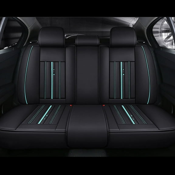 Leadwolf Car Rear Seat Cover Leather for Acura for TSX 2004-2014 Leather Waterproof Cushion Protecto standard Black and Green 1PCS