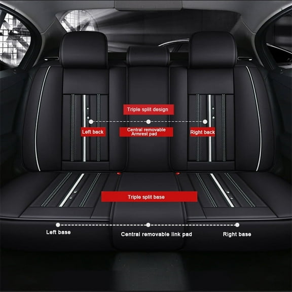 Leadwolf Car Rear Seat Cover Leather for Chevrolet for blazer 2019-Present Waterproof Soft Front Rear Cushion Protector standard Black 1PCS