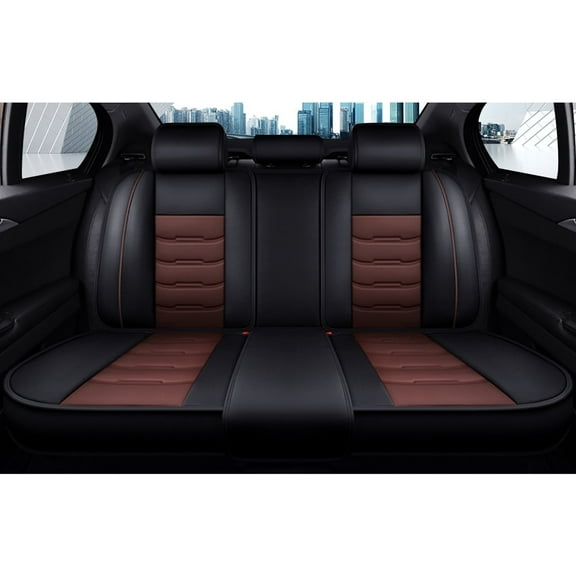 Leadwolf Car Rear Seat Cover Leather for Subaru for Forester 2003-Present Waterproof Soft Cushion Protector standard Black and Coffee 1PCS