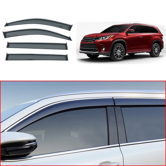 Leadwolf Car Smoke Window Sun Rain Visor Guard Car Sunny visor ABS For Toyota Highlander XU70 2020-Present 4PC