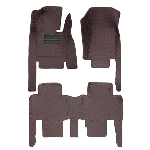 Leadwolf Car floor mats for VW for VolksWagen Tiguan  2009-2016 Leather Full Coverage All Weather waterproof Protection Non-Slip Floor Carpet Black and Red 3pcs