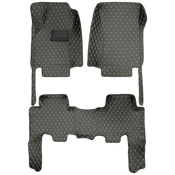 Leadwolf Compatible for Toyota for 4 Runner 2010-Present Automotive Floor Mats, All-Weather Floor Mats for Cars Black Beige