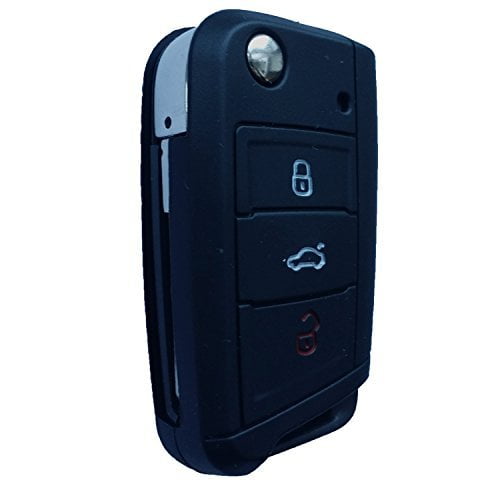 Leadwolf Flip Key Fob Remote fits VW Volkswagen Beetle CC Eos Golf Gti Jetta Passat Tiguan Touareg 2011 2012 2013 2014 2015 2016 Black