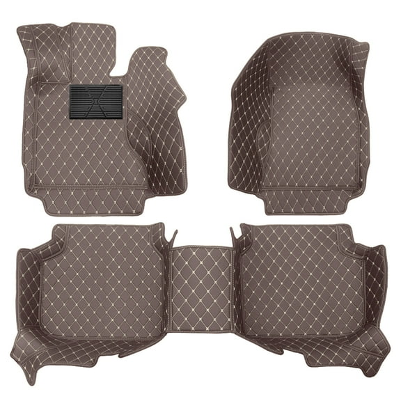 Leadwolf Floor Mats for Cars for BM 7 Series 730Li F02 08-13 Faux Leather Floor Liner Carpet Protection Floor Mat All Weather PU leather Front & Rear Full Set 3Pcs Coffee