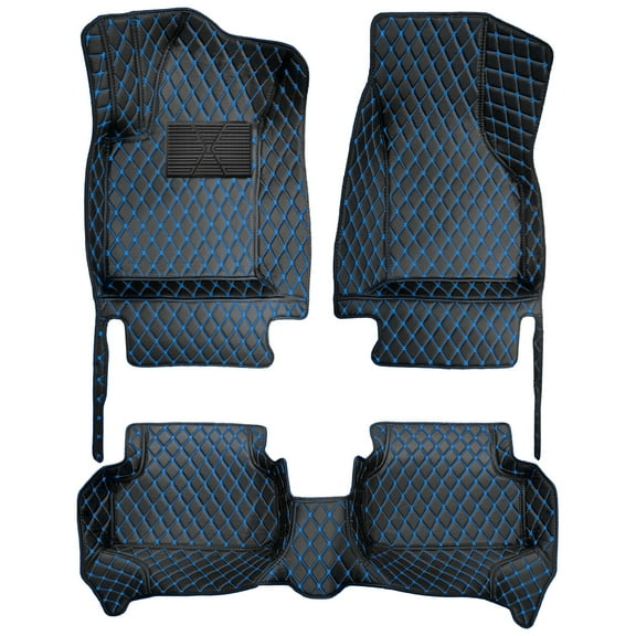 Leadwolf Floor Mats for Cars for Volkswagen Golf7 2012-2019 5G PU Leather Floor Liner Carpet Protection PU Leather Car Liners All Weather 3Pcs Black Blue