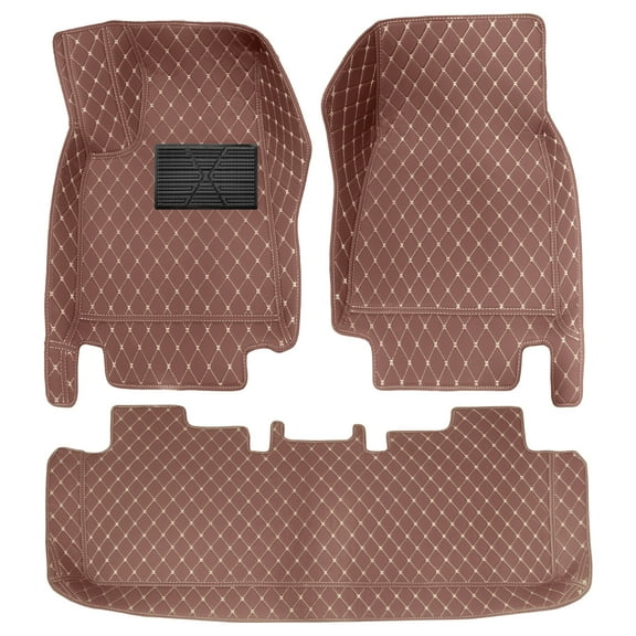 Leadwolf Floor Mats for Cars for Tesla Model S 2012present PU Leather Floor Liner Carpet Protection PU Leather Car Liners All Weather 3Pcs Brown