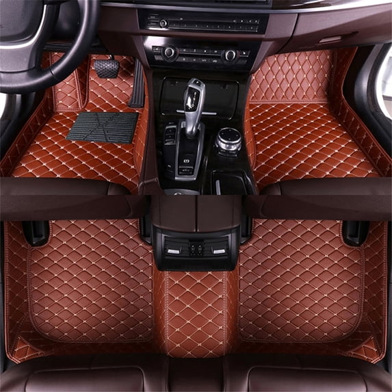 Leadwolf Floor Mats for Lexus ES 350 XV60 2013-2018 PU Leather Floor Liner Carpet Protection All Weather PU leather Front & Rear Full Set 3Pcs Brown