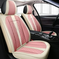 Leadwolf Front Car Seat Covers Leather for Cadillac for XT4 2019-Present 2 Seats Airbag Compatible Waterproof Front Seat Protectors 2PCs Pink and Beige