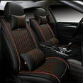 thumbnail image 1 of Leadwolf Front Car Seat Covers Leather for Honda for Pilot/MR-V 2003-Present 2 Seats Airbag Compatible Waterproof Front Set Cushion Protector 2PCs with Headrest Black and Red, 1 of 8