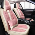 thumbnail image 1 of Leadwolf Front Car Seat Covers Leather for BMW for 8series 1990-1999 2 Seats Airbag Compatible Waterproof Front Seat Protectors 2PCs Pink and Beige, 1 of 7