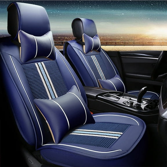 Leadwolf Front Car Seat Covers Leather for Jaguar for E-PACE 2017-Present 2 Seats Breathable, Waterproof with Anti-Slip Backrest Seat Protectors Blue