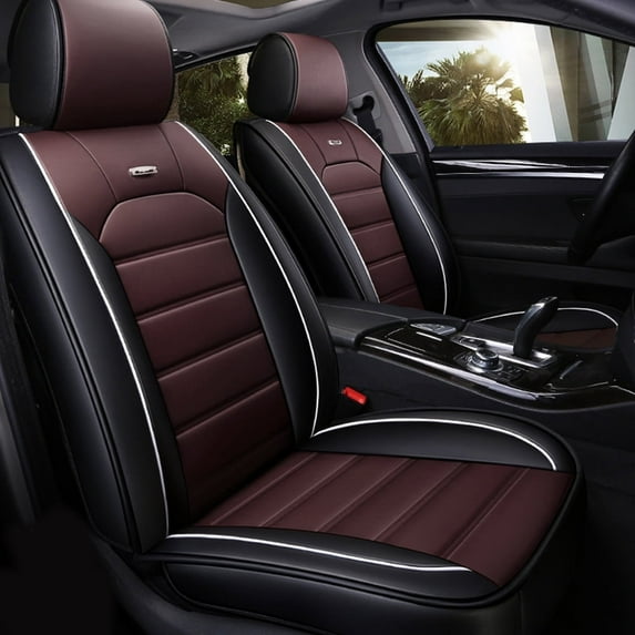 Leadwolf Front Car Seat Covers for Opel for Calibra 1989-1997 2 Seats Leather Seat Cover Waterproof Seat Cushion Protector Black and Coffee