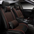 thumbnail image 1 of Leadwolf Front Pair Car Seat Covers Leather for BMW for X3 2003-2017 2 Seats Airbag Compatible Water Resistant Front Set Cushion Protector 2PCs with Pillow Black and Red, 1 of 8