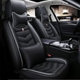 thumbnail image 1 of Leadwolf Front Pair Car Seat Covers Leather for Cadillac for CT4 2020-Present 2 Seats Breathable, Waterproof with Anti-Slip Backrest Seat Protectors 2PCs Black and White, 1 of 7