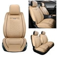 thumbnail image 1 of Leadwolf Front Pair Car Seat Covers Leather for Volkswagen for Arteon 2017-Present 2 Seats Airbag Compatible Water Resistant Front Set Cushion Protector 2PCs Beige, 1 of 7