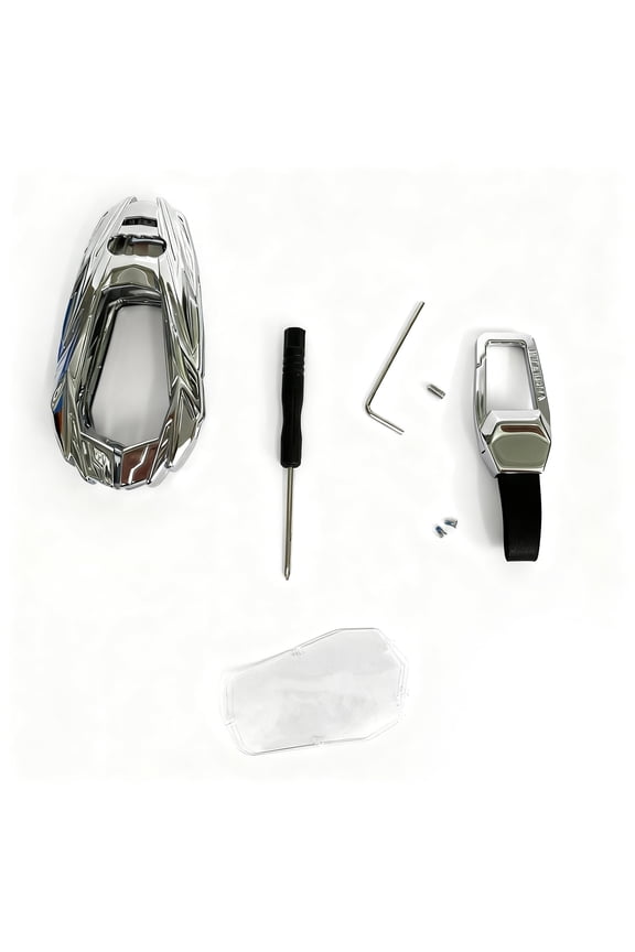 Keychain,second generation Jijia for Audi Key Fob Cover,Zinc Alloy Protection Car Key Shell Case Holder Remote Keyless Entry Keyshell Accessories(Style C ) Silver