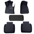 thumbnail image 1 of Leadwolf Left Drive Universal Leather Car Floor Mats Floor Liner Automobile Rugs Cover front and Rear Row fit Floor Pedal Model 5pcs black and blue, 1 of 6