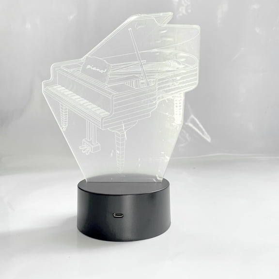 Leadwolf Night Light, 3D Lamp Illusion Piano Night Light Decor Changing Smart Touch Remote Control Optical Illusion Bedside Lamps Bedroom Home Decoration for Kids Boys & Girls Women Birthday Gifts