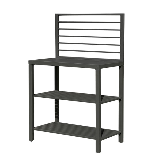 Leadwolf Outdoor Kitchen Island with Storage Aluminum Food Prep Table with Double Storage Rack Freestanding Bar Center with Cover Indoor Outdoor