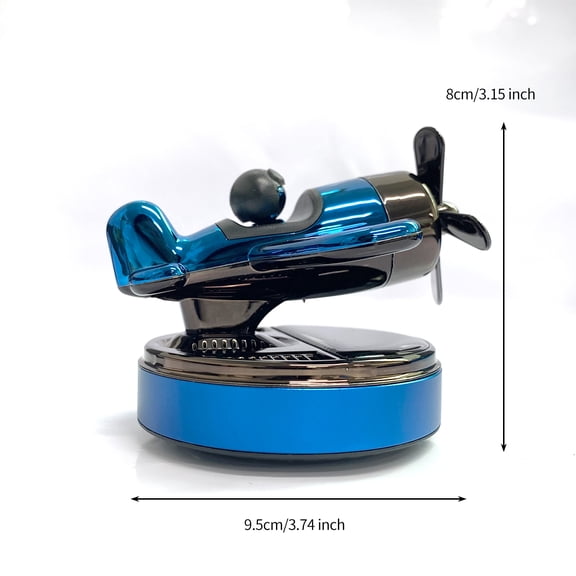 Leadwolf Solar Car Air Freshener, Automatic Rotating Aromatherapy Diffuser with Helicopter Shape Solar-Powered Fragrance Ornament for Vehicles Blue
