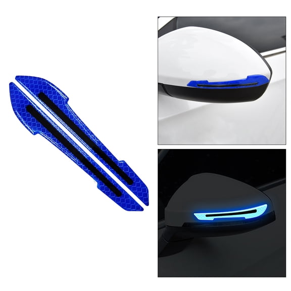 Leadwolf Universal Car Reflective Stickers Super Reflectives Rearview Mirror Trim Stickers Cars Anti-Collision Strips Reflection Warning Decals Anti-Scratch Protection 2pc Blue
