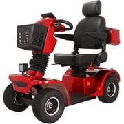 Secure Adjustable Foldable 4-Wheel Mobility Scooter with Charger and USB Ports, Red, 350 lb Limit