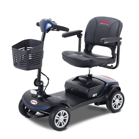 Leadzm Fold Mobility Scooter, 4-Wheel, with Storage Bins & Adjustable Seats, Blue