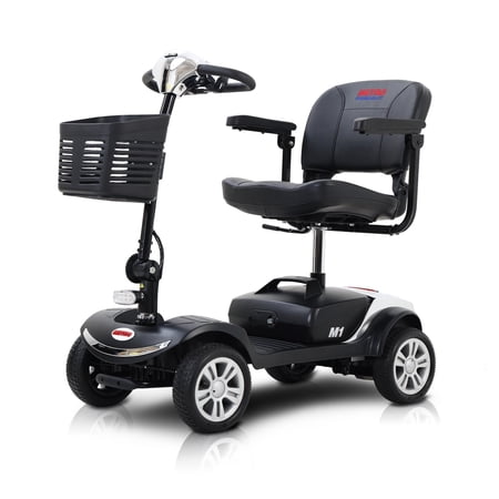 Leadzm Mobility Scooter with Storage Bins & Adjustable Seats, Silver, 300 lb Limit