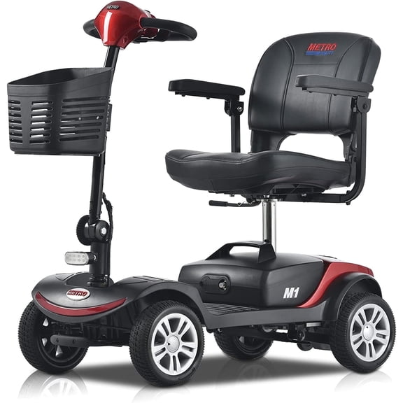Leadzm 4-Wheel Mobility Scooter with Storage Bins & Adjustable Seats, Red