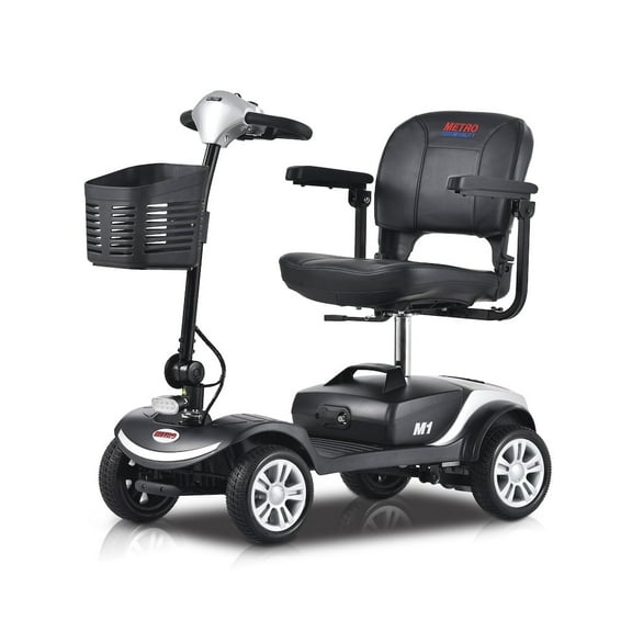 Leadzm 4-Wheel Mobility Scooter with Storage Bins & Adjustable Seats, Silver