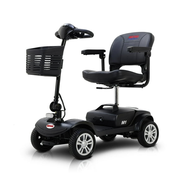 Leadzm 4-Wheel Mobility Scooter with Storage Bins & Adjustable Seats, Black