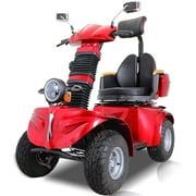 Leadzm Secure Foldable, Adjustable Seat 4-Wheel Mobility Scooter with Storage Bins, Red, 500 lb Limit