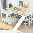 thumbnail image 1 of Leadzm Twin over Full Bunk Bed with Twin Size Loft Bed with Desk and Slide,Full-Length Guardrail, White, 1 of 9