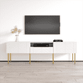 thumbnail image 1 of Leaf 01 TV Stand for TVs up to 80", Mid-Century Modern High Gloss 71" Entertainment Center, TV Media Console with Storage Cabinets, 1 of 5