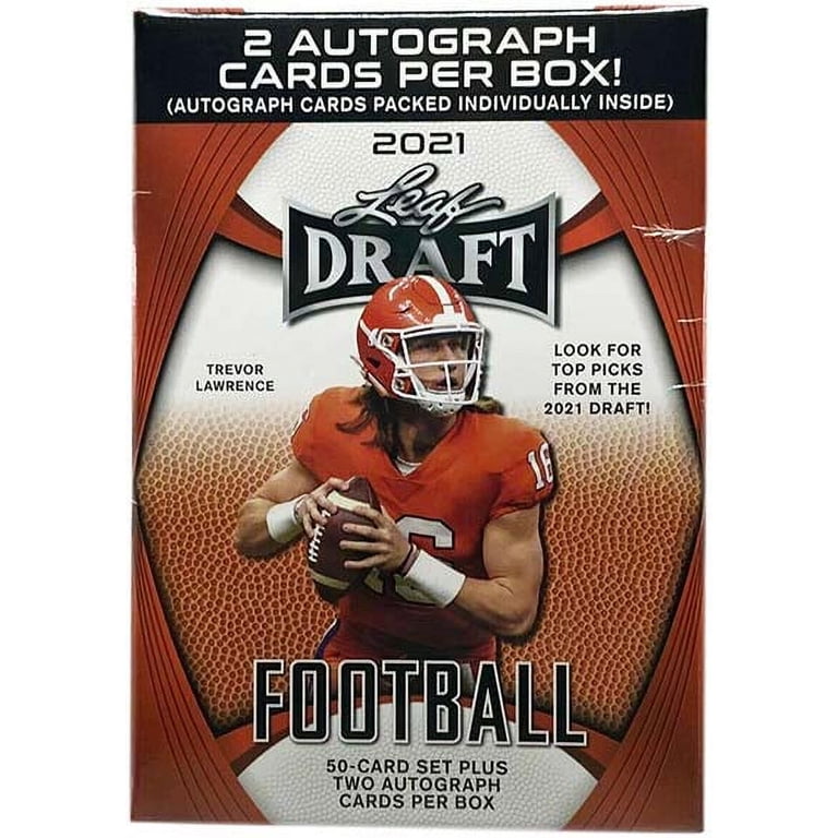 2021 leaf football helmet Autographed Full-Size Box (1) Factory Sealed this flashy release features an incredible selection of the 2021 Drafts biggest prospects 2021 Leaf Draft Gold Autographs.