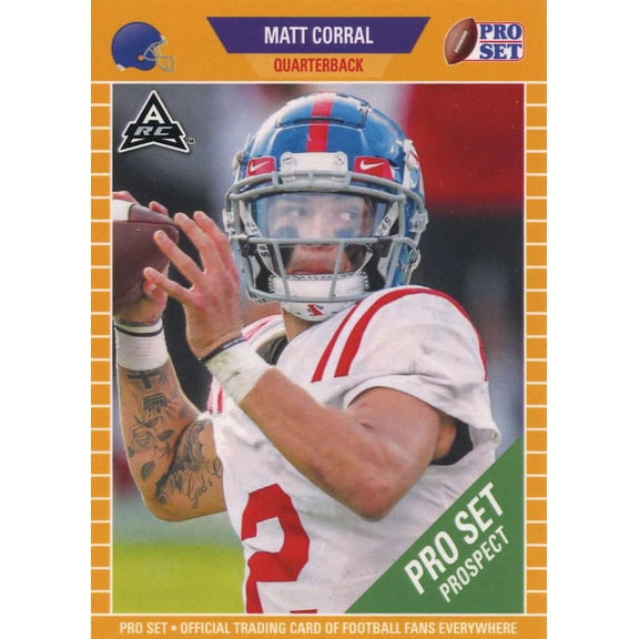 Leaf 2021 Pro Set Prospect Football Matt Corral Trading Card (ARC Amateur Rookie Card, GOLD Parallel Version)