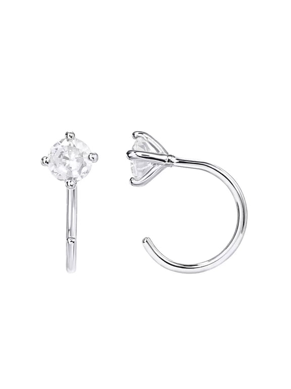 925 Sterling Silver Huggie Half Hoop Earrings | Hypoallergenic minimalist mini cartilage earrings