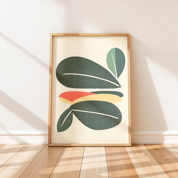 Leaf Abstract Modern Botanical Wall Decor Unframed Paper Print