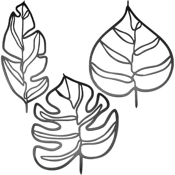 Leaf Acrylic Mirror Wall Stickers with Self-adhesion for Home Wall Cabinet Decorations Black 220~297x116~185x2mm 3pcs/set