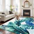 thumbnail image 1 of Leaf Area Rugs 5x7 ft Watercolor Summer Tropical Blue Green Leaves Washable Rug Non Slip Indoor Carpet Absorbent Floor Mat for Living Room Bedroom Dining Room, 1 of 9